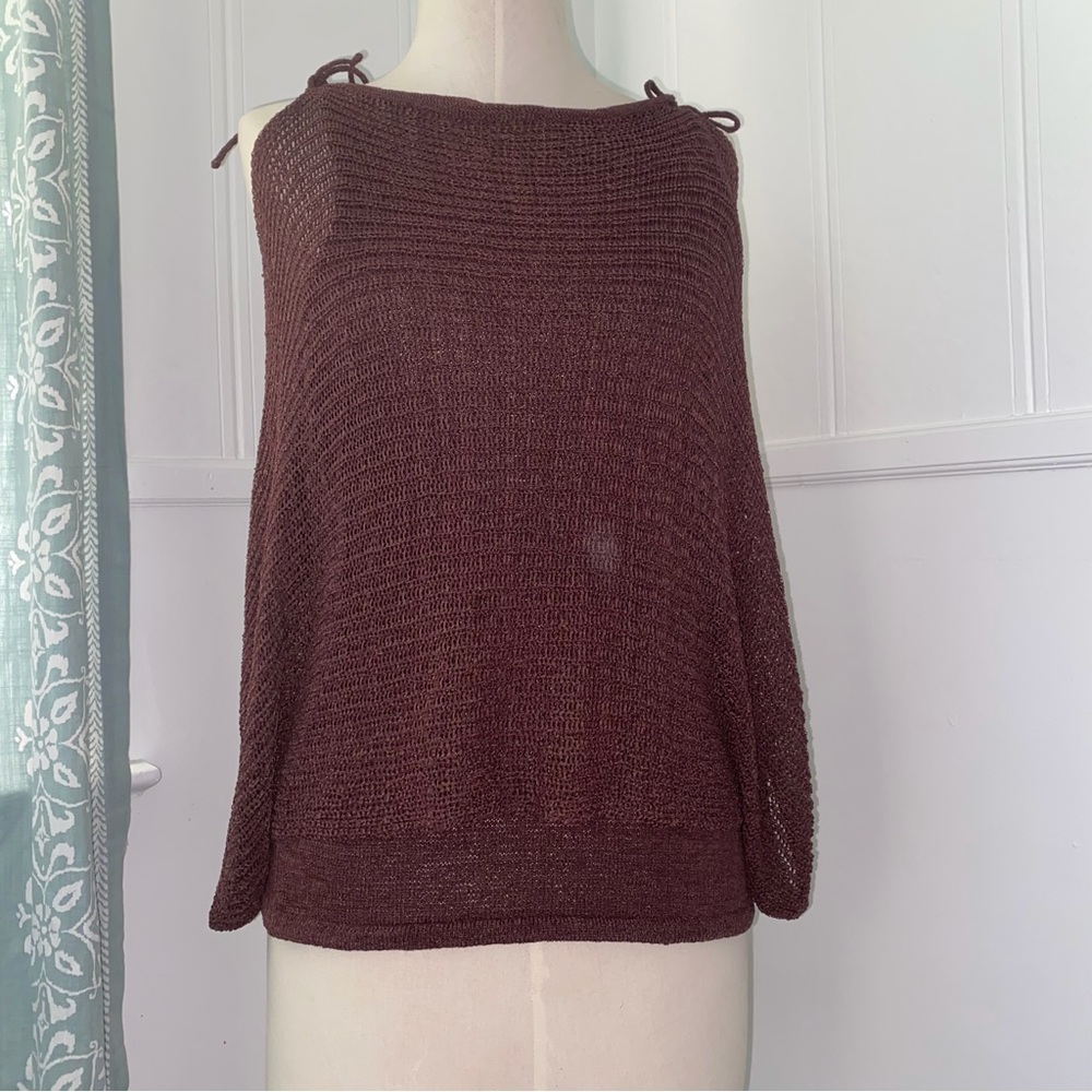 Hot kiss brown crochet tie blouse 1
